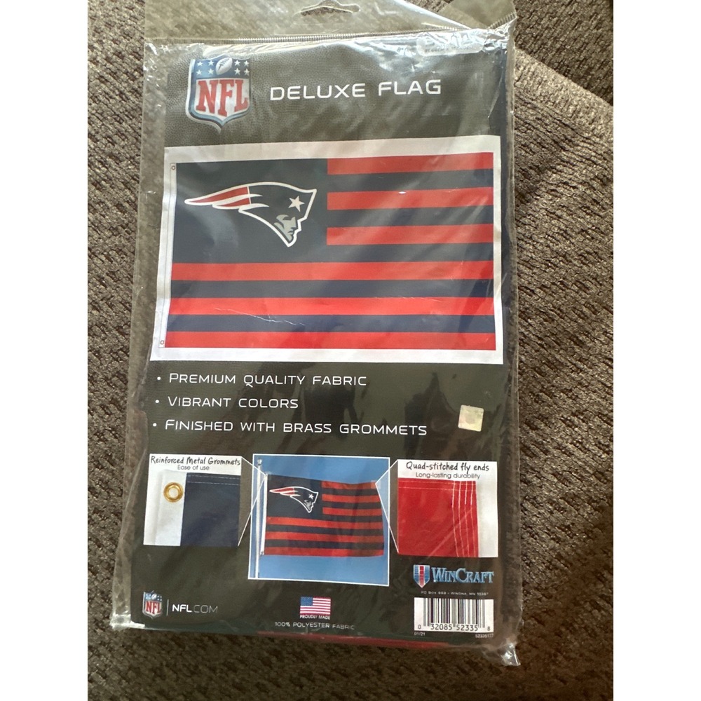 WinCraft New England Patriots NFL Deluxe Flag 3x5 Red Blue Stripes 32085523358